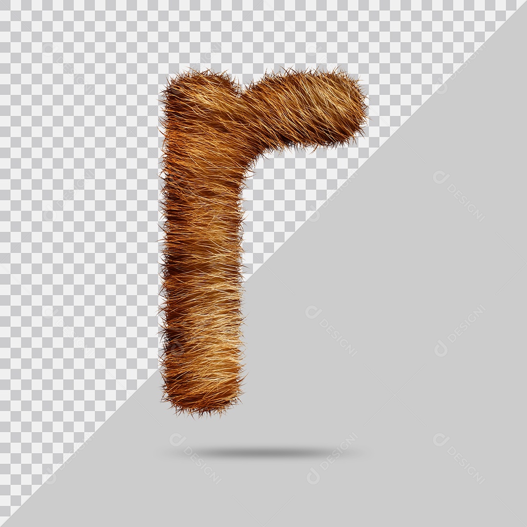 Letra R Minúscula Texturizada Pelo Marrom Ilustração 3D PSD