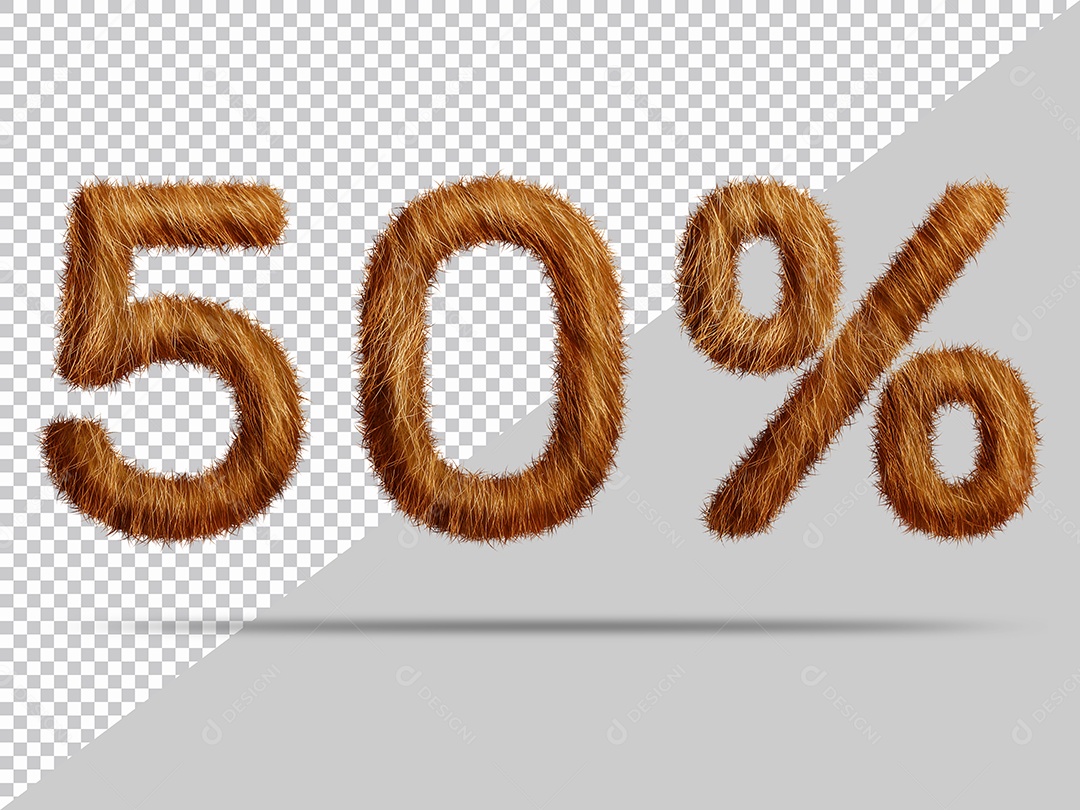 Numero 50 % Texturizada Pelo Marrom Ilustração 3D PSD