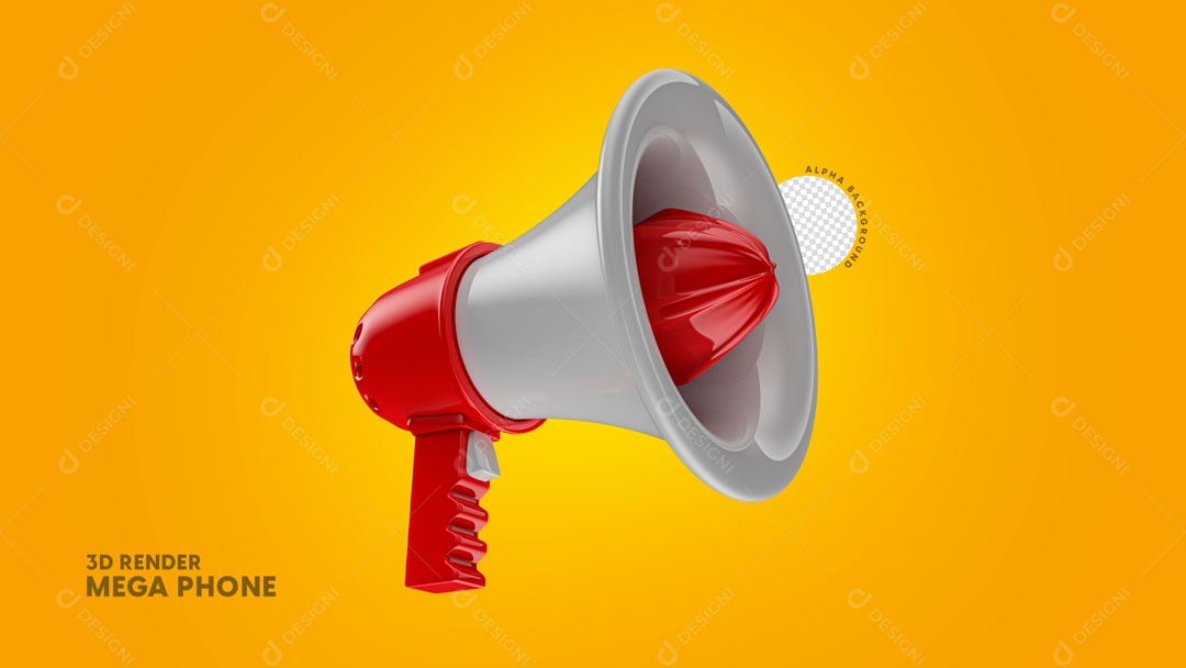 3D Element For Composition Megaphone Red And White PSD