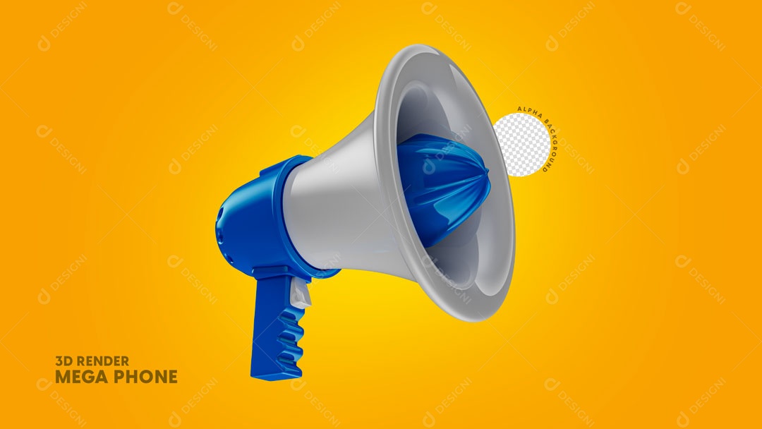 Elemento 3D Para Composição Megafone Azul e Branco PSD