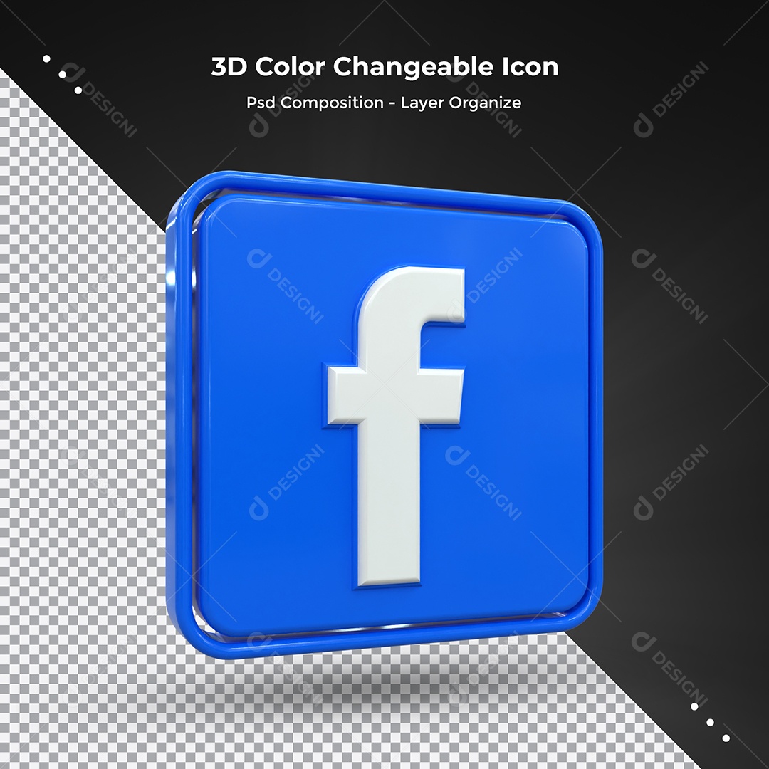 Elemento 3D Facebook Para Composição PSD
