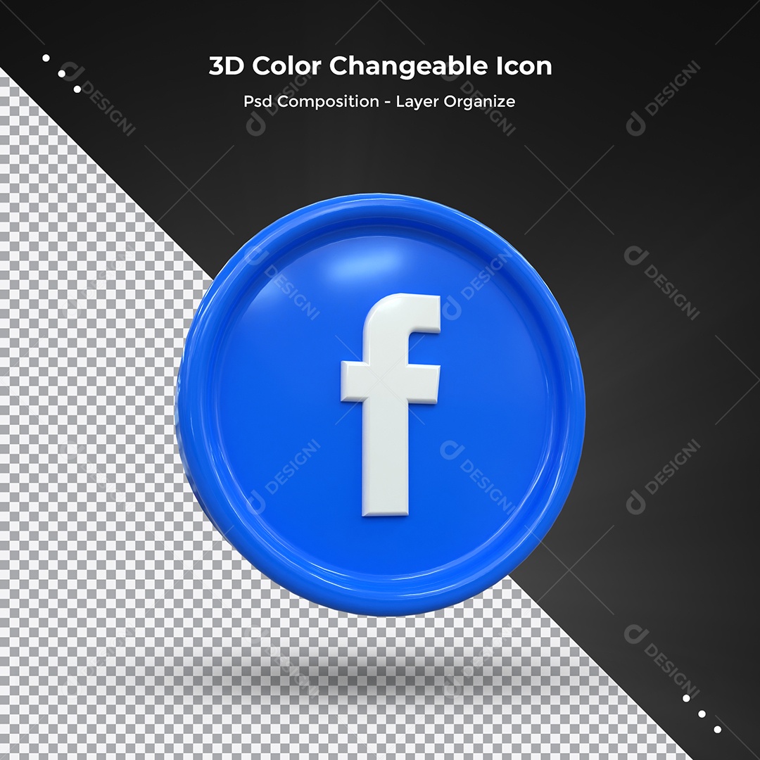 Ícone 3D Facebook Para Composição PSD