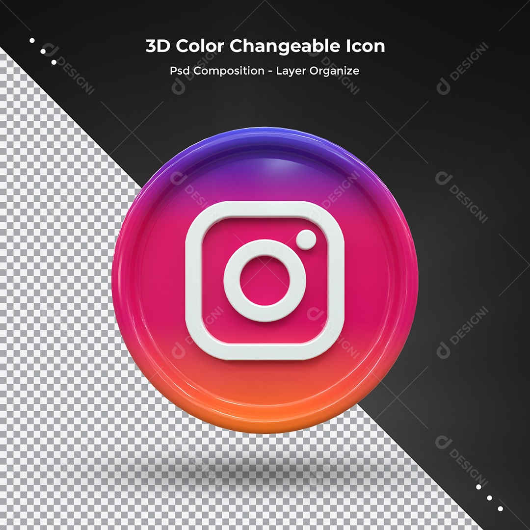 Instagram Ícone 3D Para Composição PSD