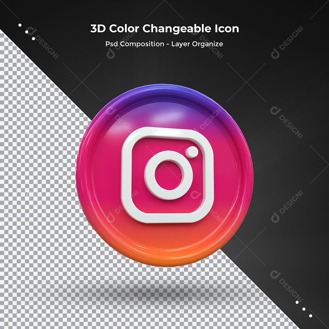 Ícone 3D Instagram Para Composição PSD