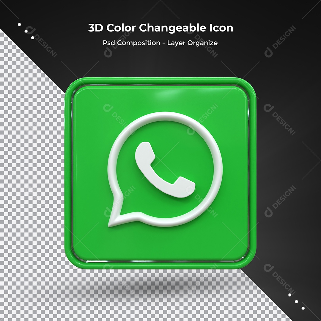 Elemento 3D Whatsapp Para Composição PSD