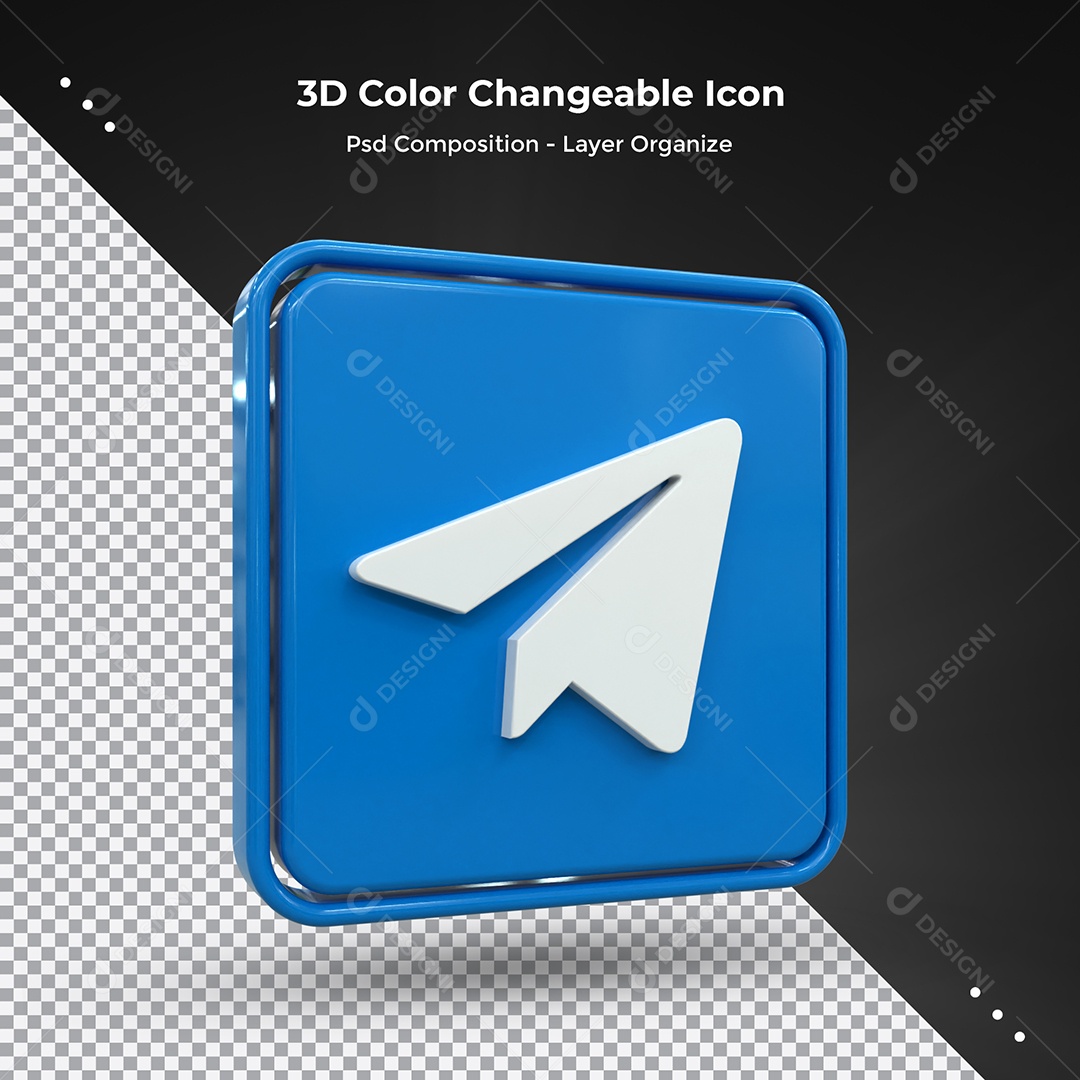 Telegram Elemento 3D Para Composição PSD