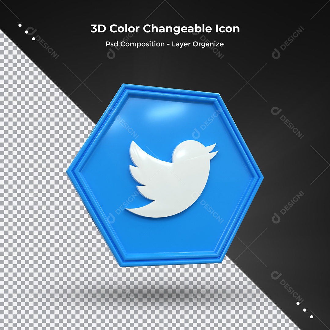 Twitter Elemento 3D Para Composição PSD