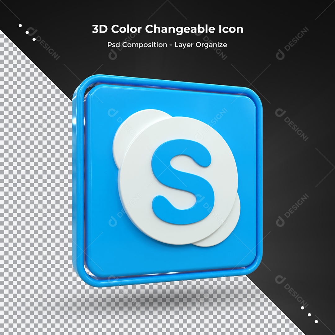 Elemento 3D Skype Para Composição PSD