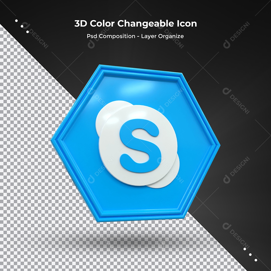 Skype 3D Elemento Para Composição PSD