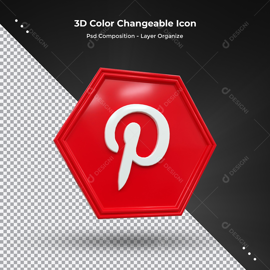 Pinterest Elemento 3D Para Composição PSD