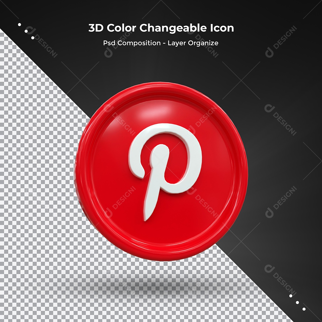 Ícone 3D Pinterest Para Composição PSD
