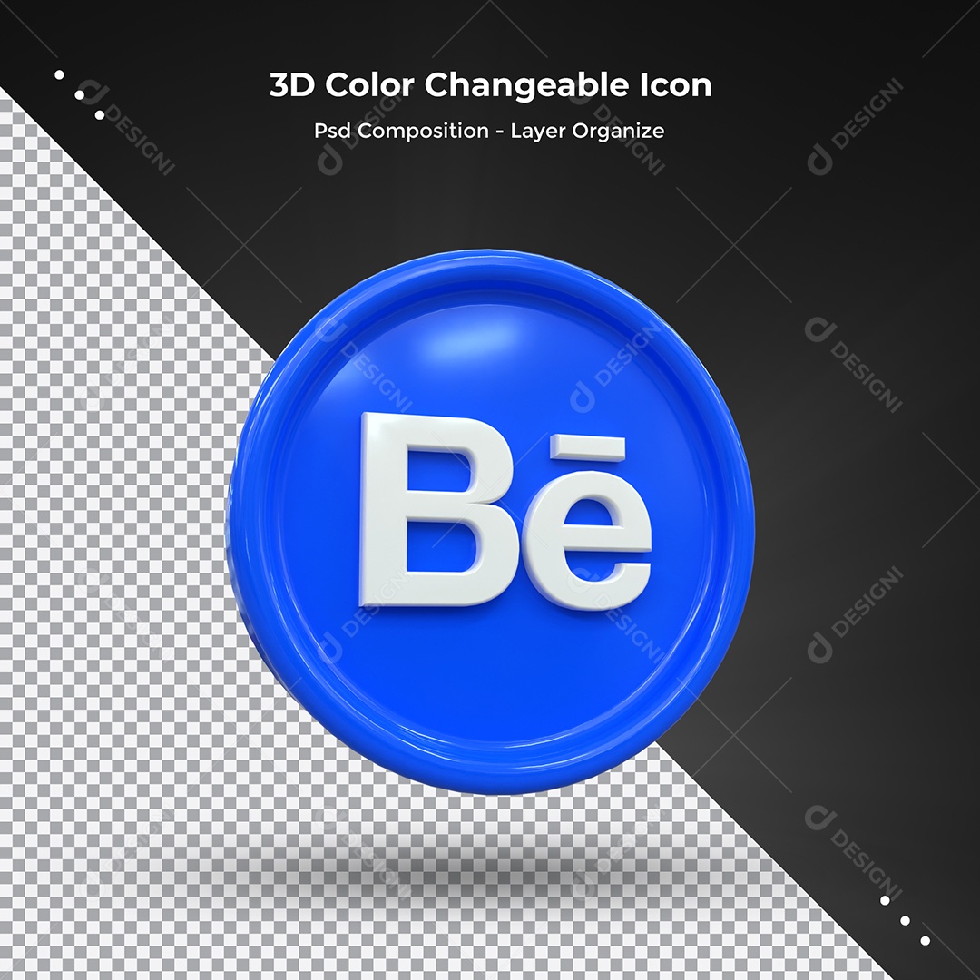 Ícone 3D Behance Para Composição PSD