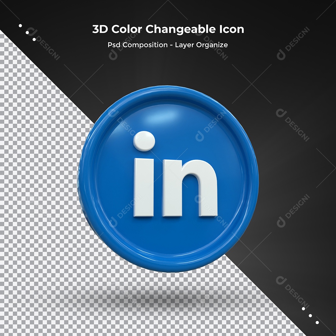 Ícone 3D Linkedin Para Composição PSD