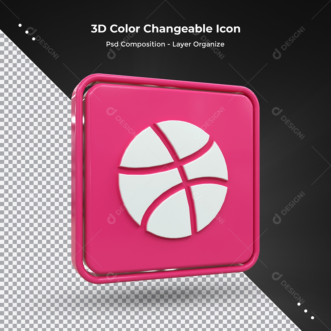 Elemento 3D Dribbble Para Composição PSD