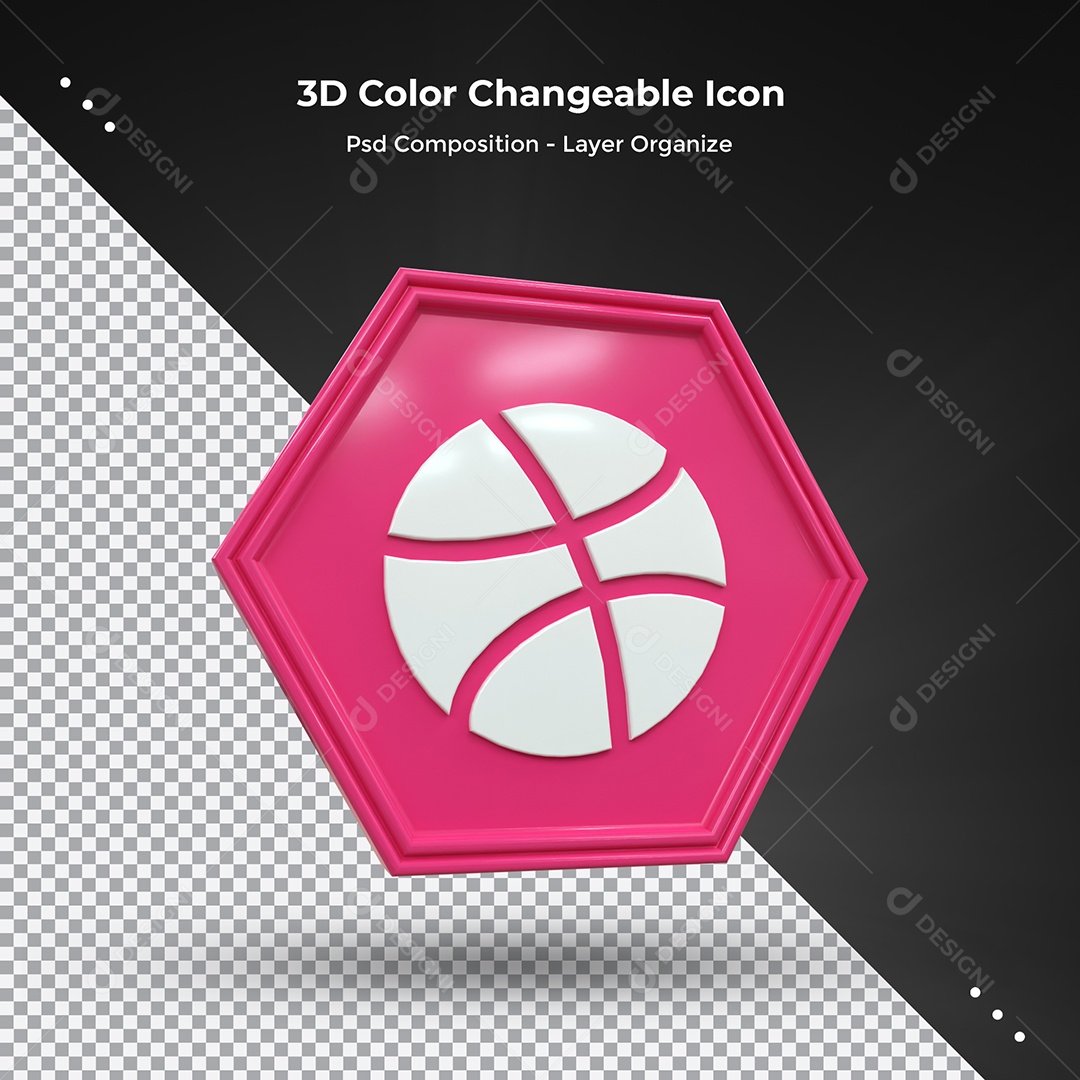 Dribbble Elemento 3D Para Composição PSD