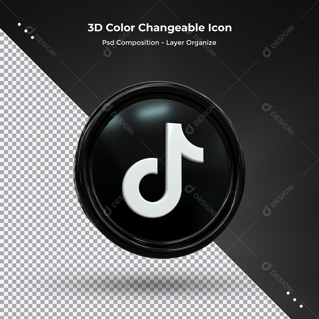 Ícone 3D Tiktok preto Para Composição PSD