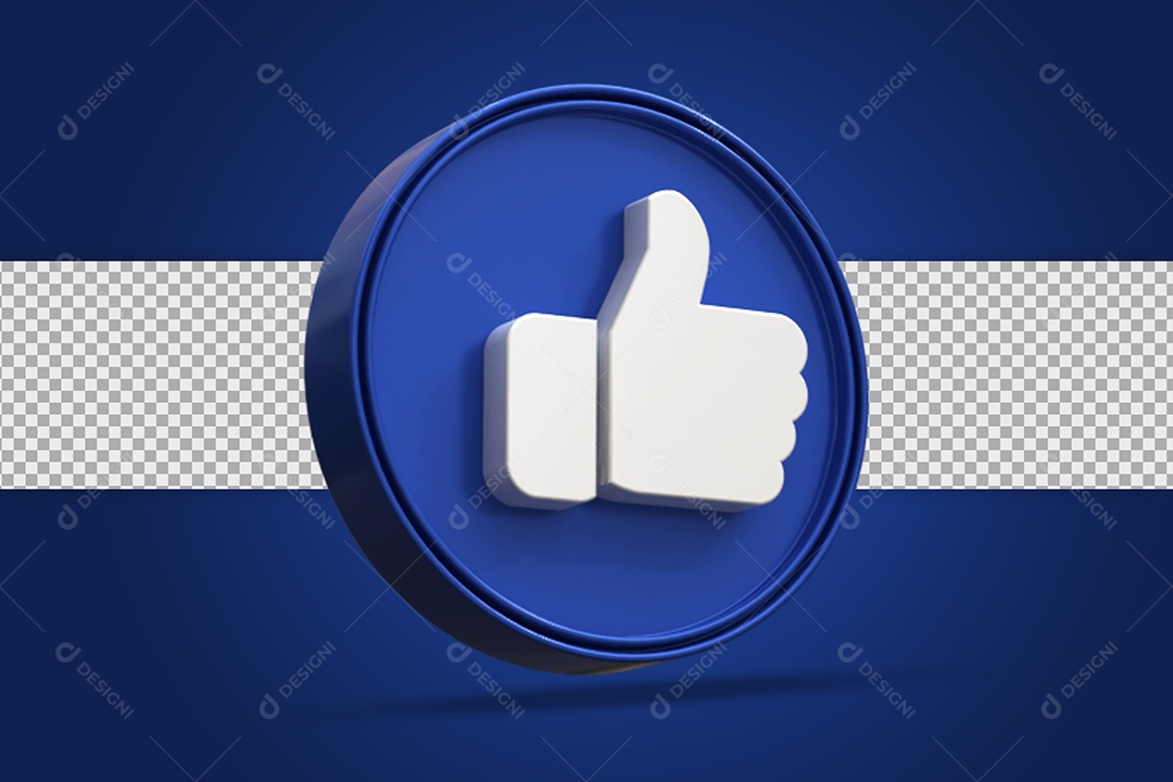 Like 3D azul Elemento Para Composição PSD