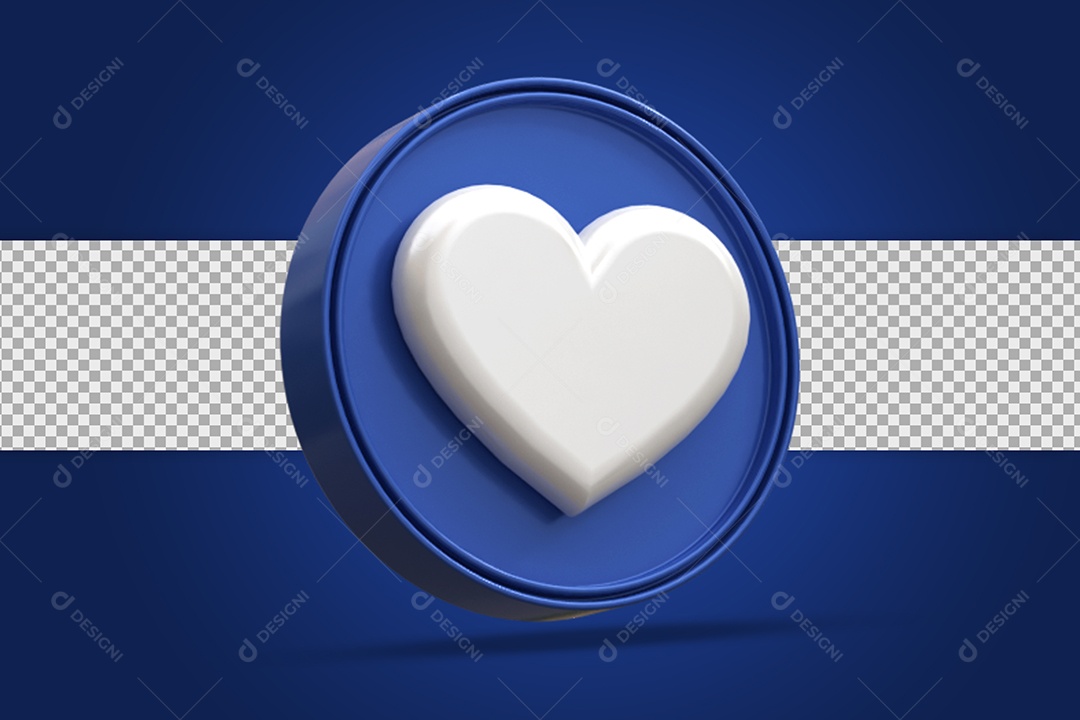 Like de Coração Azul Elemento 3D para Composição PSD
