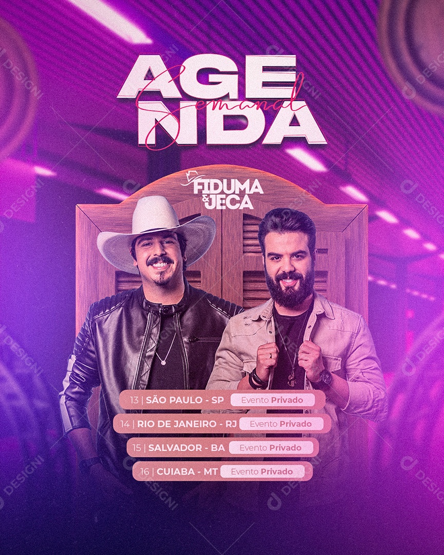 Flyer Agenda Semanal Fiduma e Jeca Social Media PSD Editável