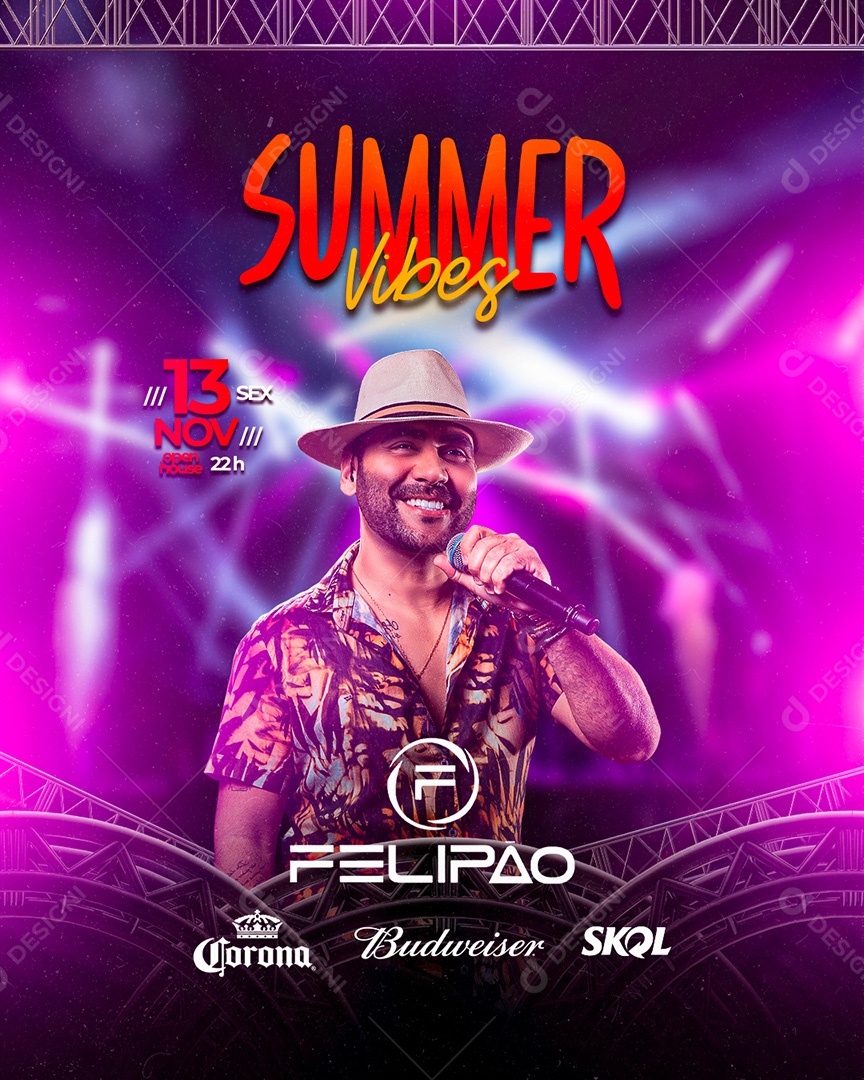 Flyer Show Forró Felipão Social Media PSD Editável