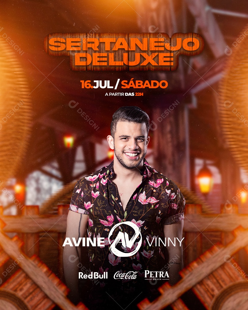 Flyer Sertanejo Deluxe Avine Vinny Social Media PSD Editável