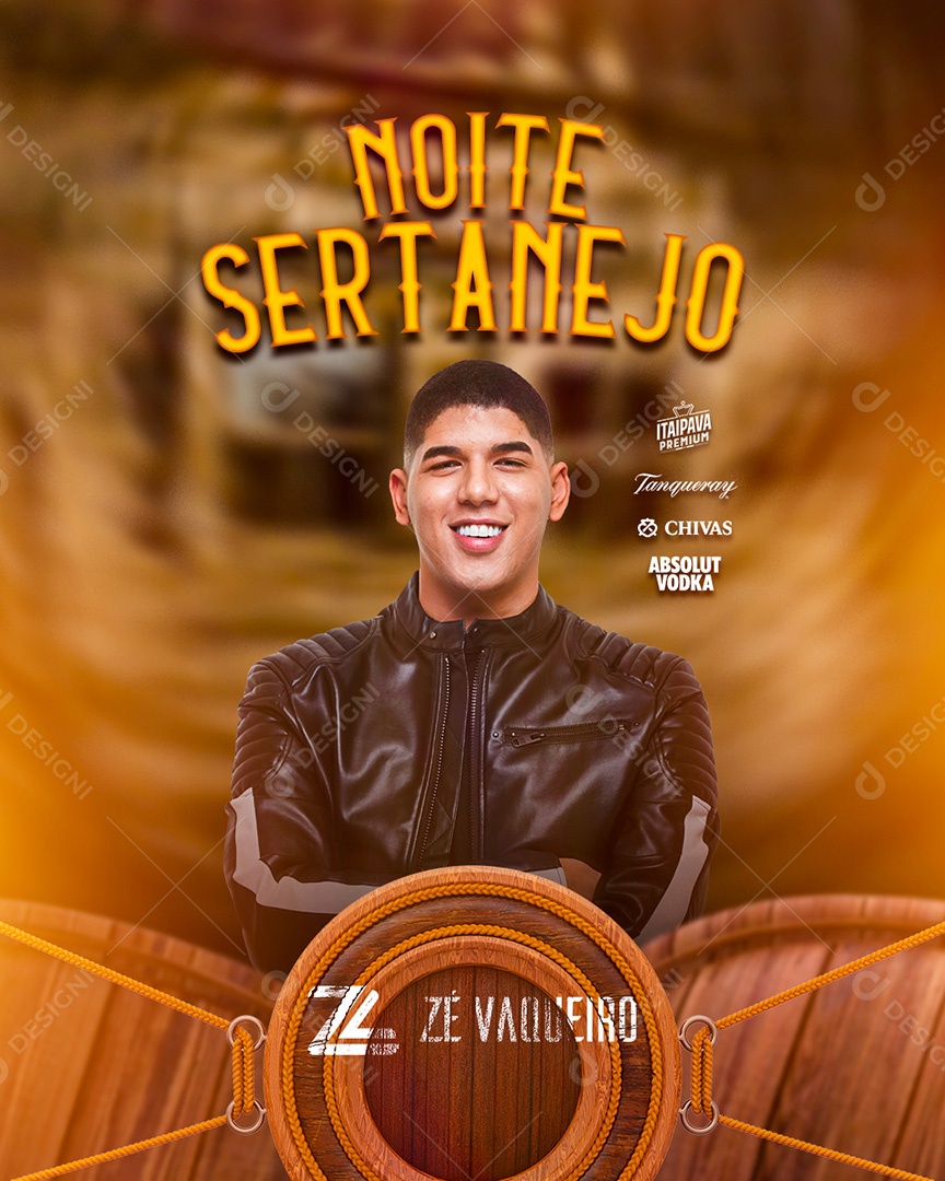 Flyer Show Sertanejo Zé Vaqueiro Social Media PSD Editável