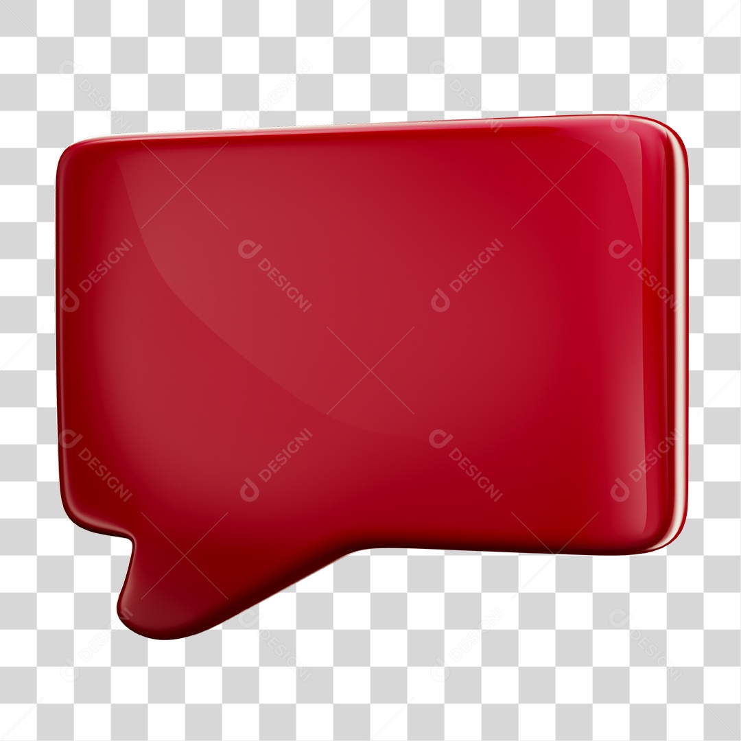 Balão de Texto Vermelho Elemento 3D PNG Transparente