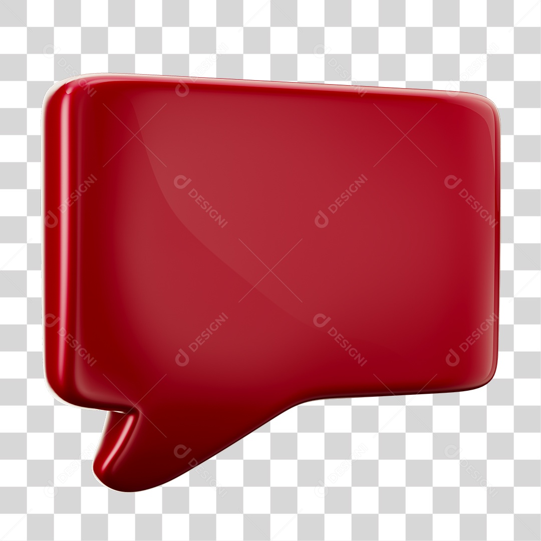 Balão de Texto Vermelho Elemento 3D PNG Transparente