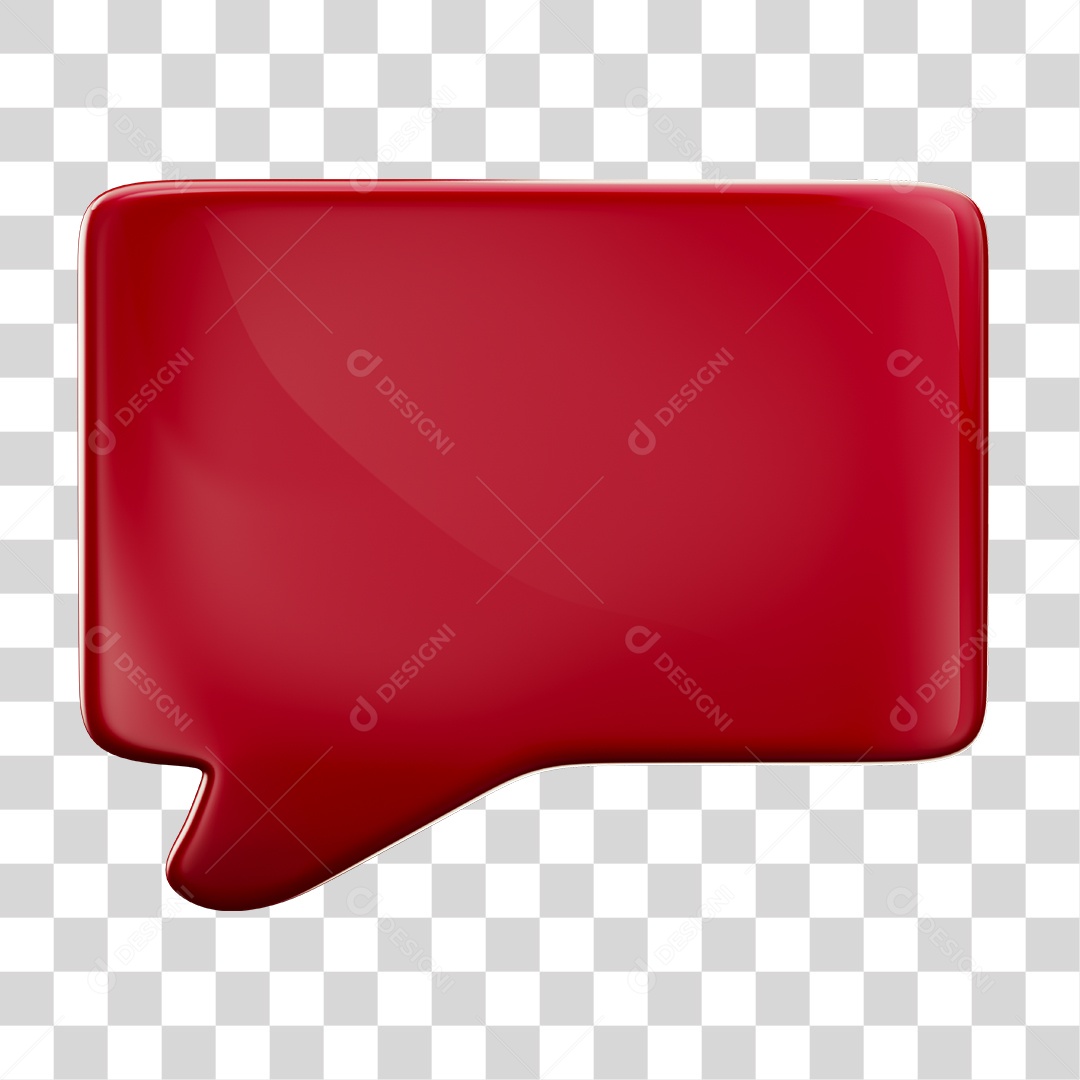 Balão de Texto Vermelho Elemento 3D PNG Transparente