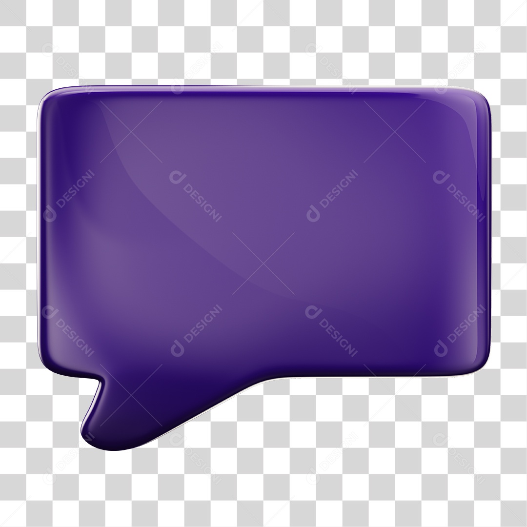 Balão de Texto Roxo Elemento 3D PNG Transparente