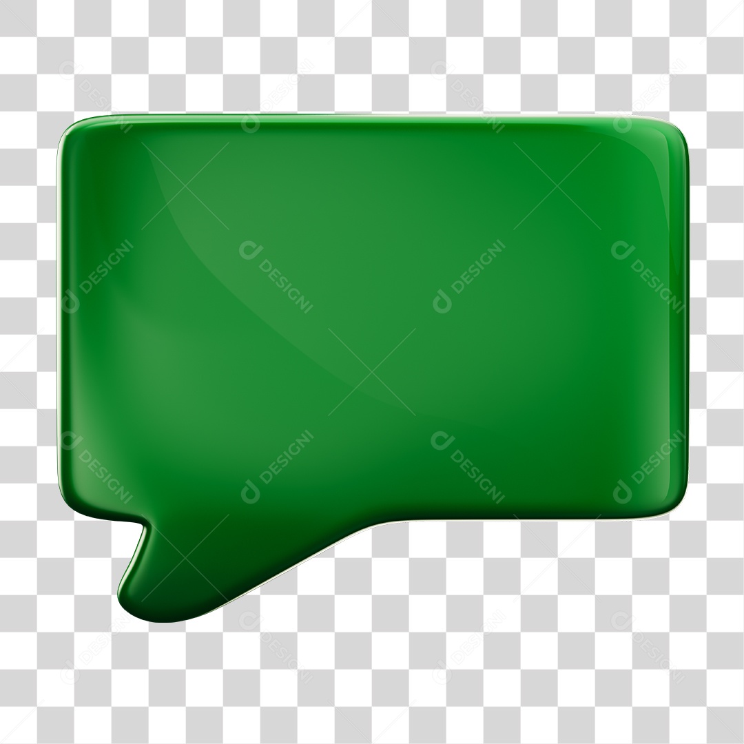 Balão de Texto Verde Elemento 3D PNG Transparente