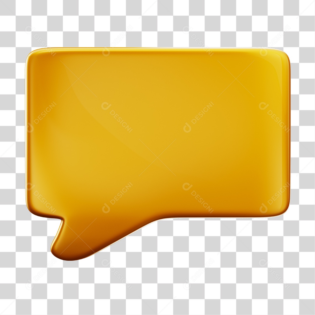 Balão de Texto Laranja Elemento 3D PNG Transparente