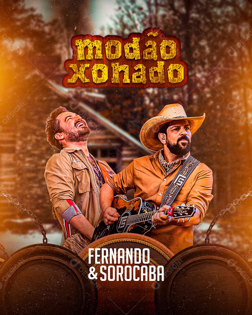 Flyer Show Modão Xonado Fernando e Sorocaba Social Media PSD Editável