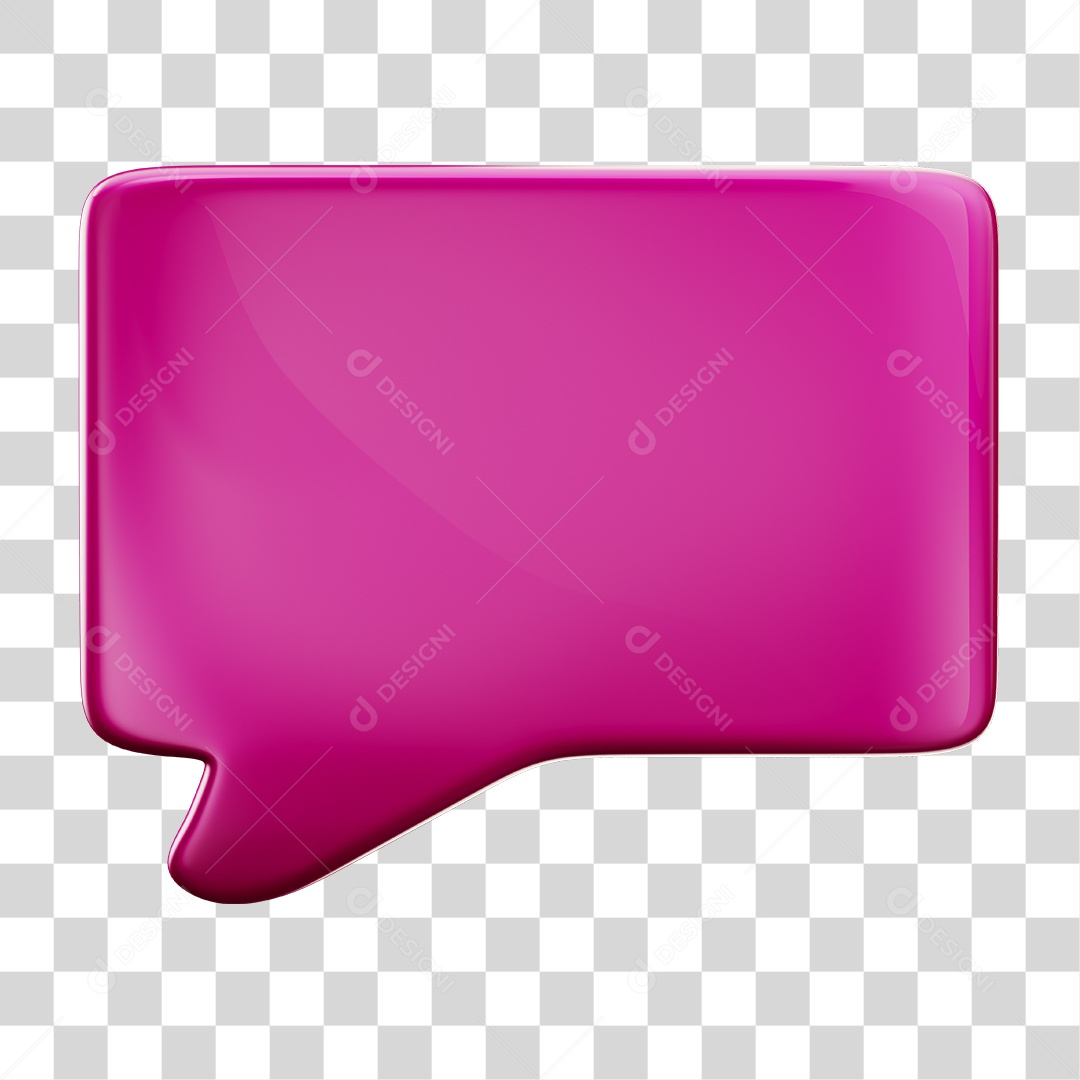Balão de Texto Rosa Elemento 3D PNG Transparente