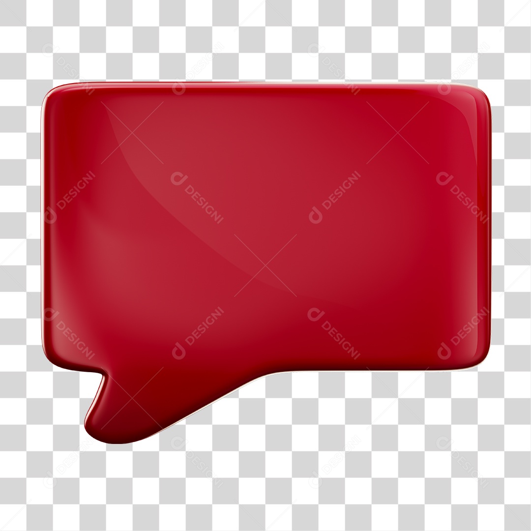 Balão de Texto Vermelho Elemento 3D PNG Transparente