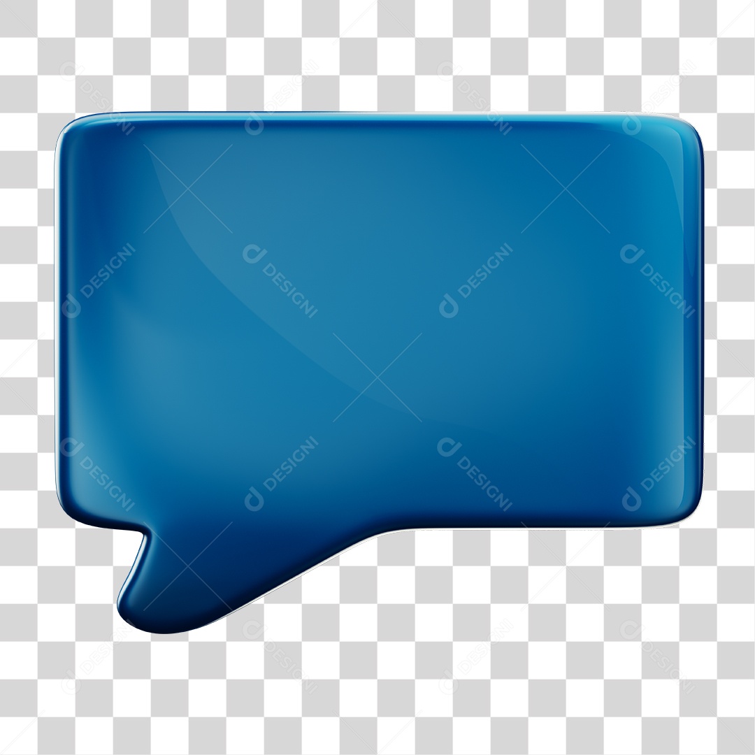 Balão de Texto Azul Elemento 3D PNG Transparente