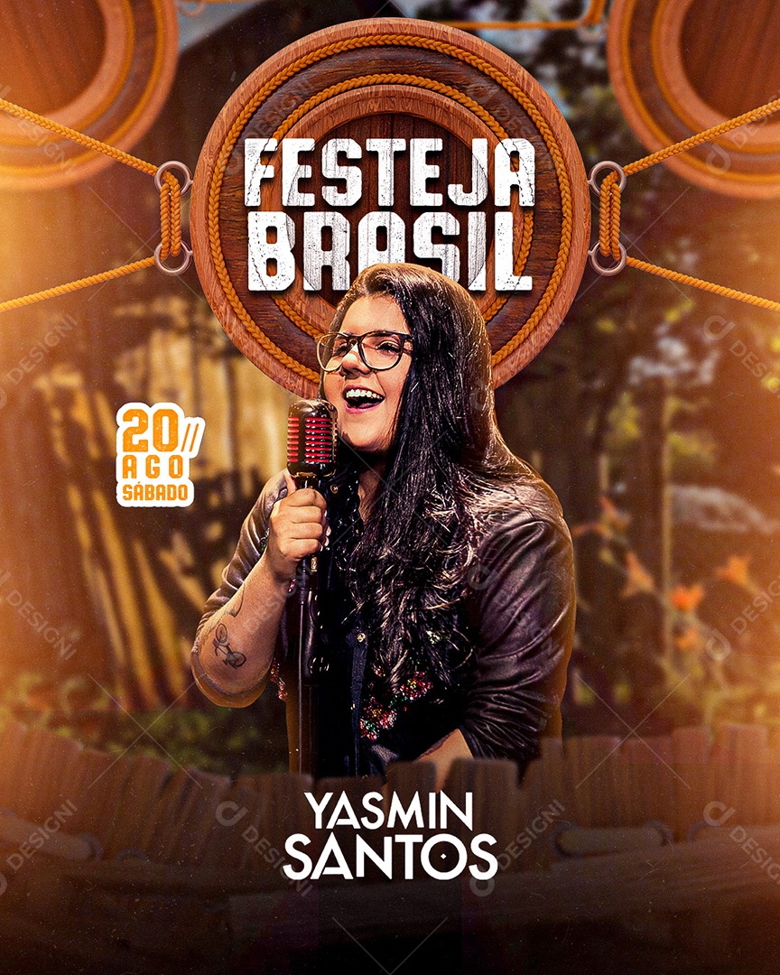 Flyer Show Festeja Brasil Yasmin Santos Social Media PSD Editável