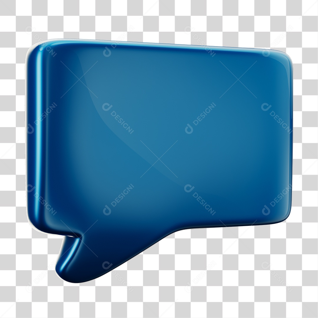 Balão de Texto Azul Elemento 3D PNG Transparente