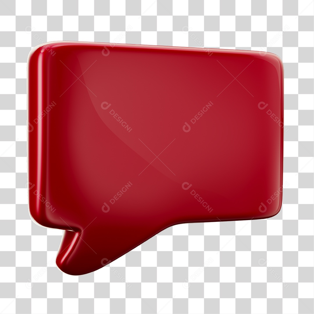 Balão de Texto Vermelho Elemento 3D PNG Transparente