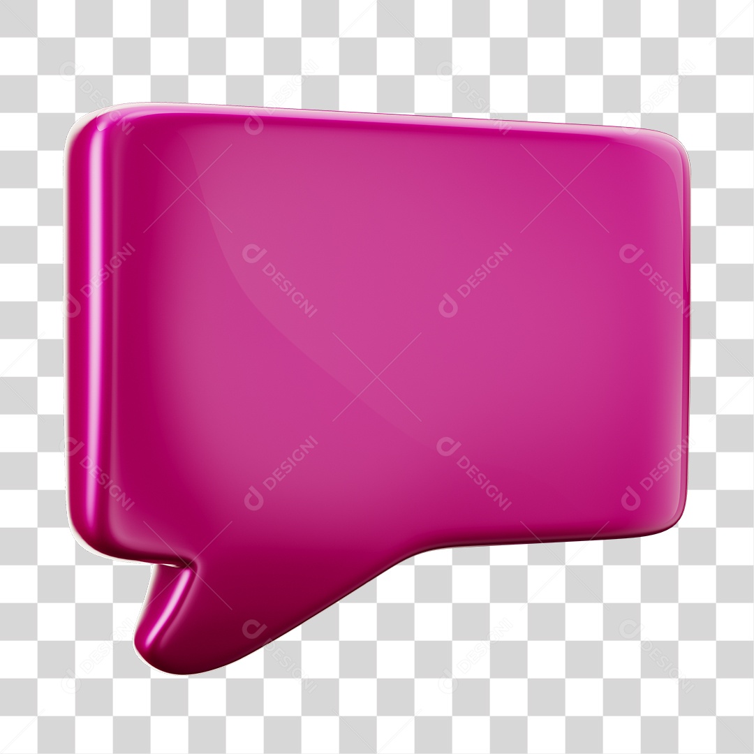 Balão de Texto Rosa Elemento 3D PNG Transparente