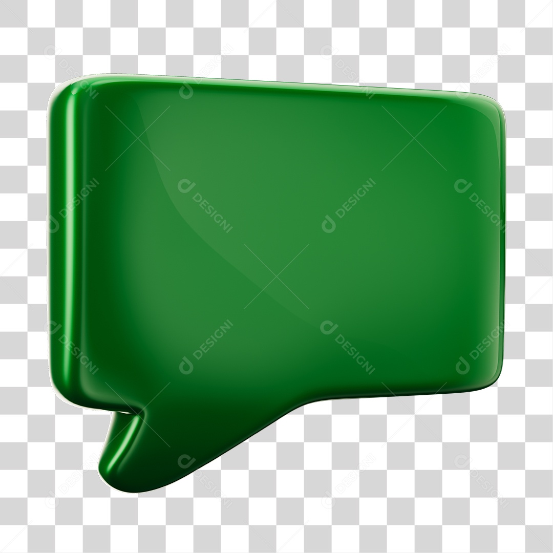 Balão de Texto Verde Elemento 3D PNG Transparente