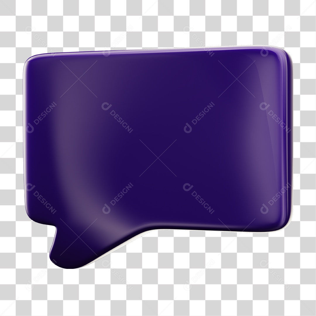 Balão de Texto Roxo Elemento 3D PNG Transparente