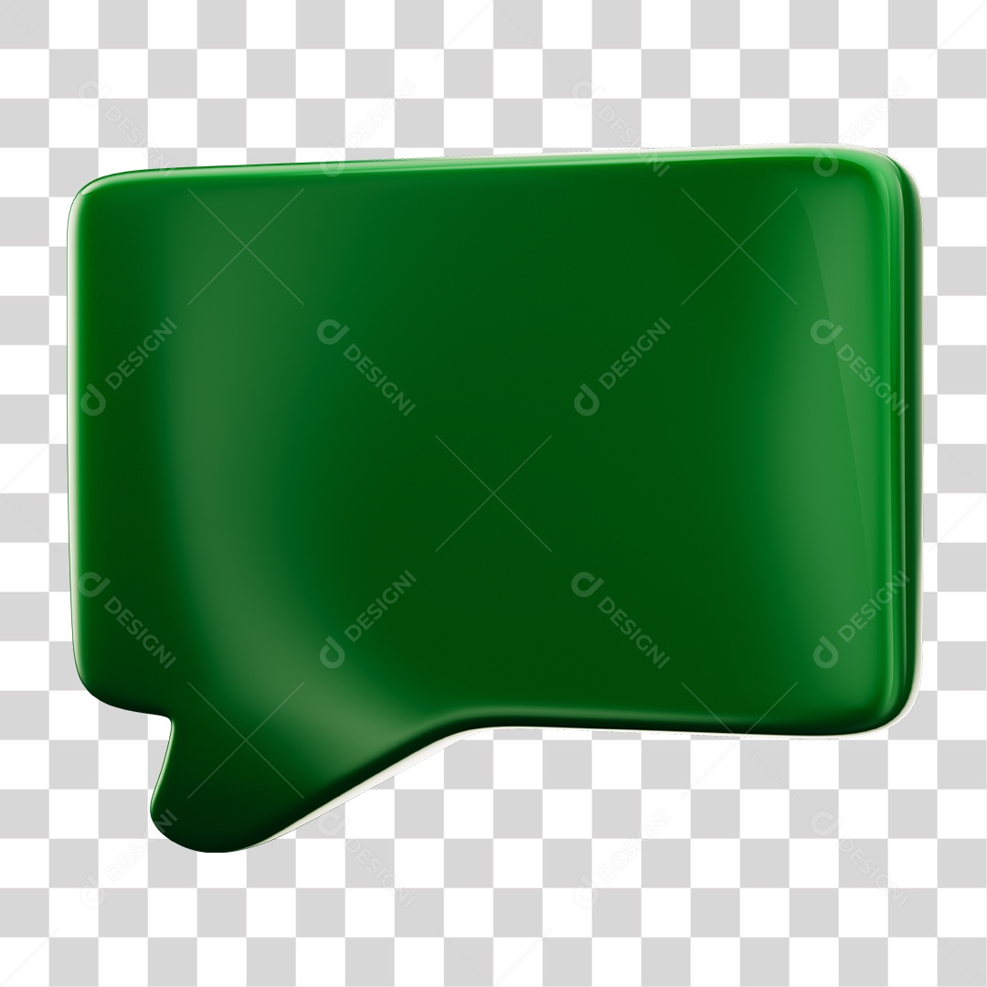 Balão de Texto Verde Elemento 3D PNG Transparente