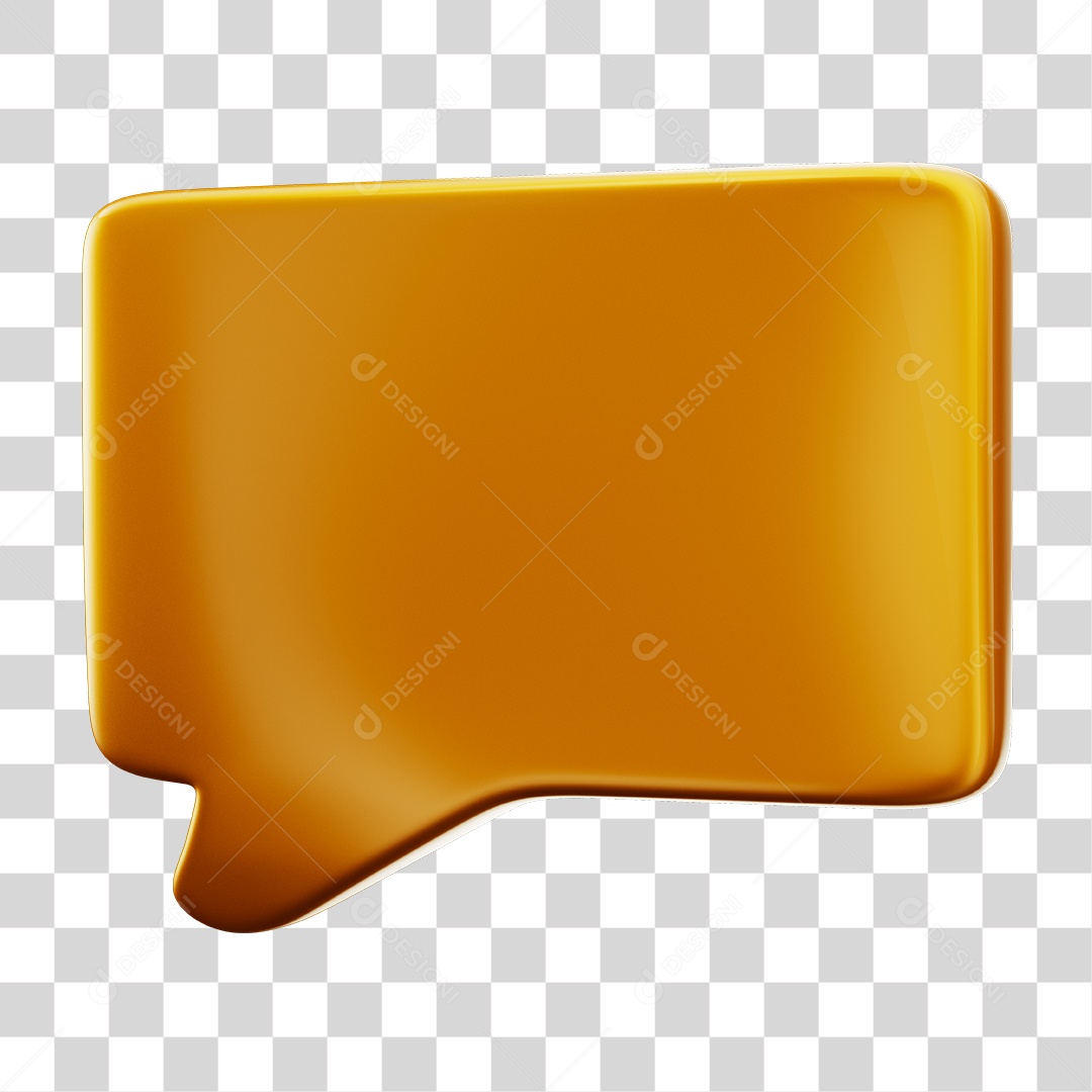 Balão de Texto Dourado Elemento 3D PNG Transparente