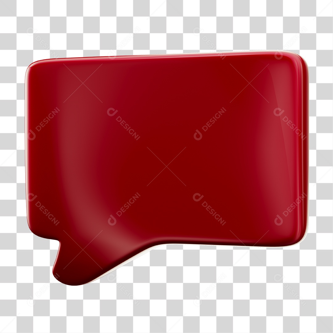 Balão de Texto Vermelho Elemento 3D PNG Transparente