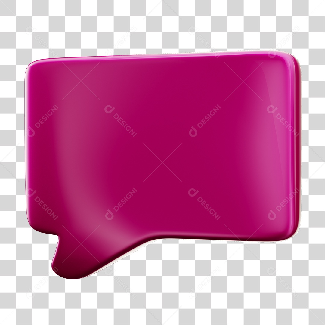 Balão de Texto Rosa Elemento 3D PNG Transparente