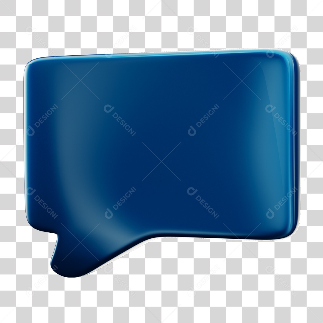 Balão de Texto Azul Elemento 3D PNG Transparente