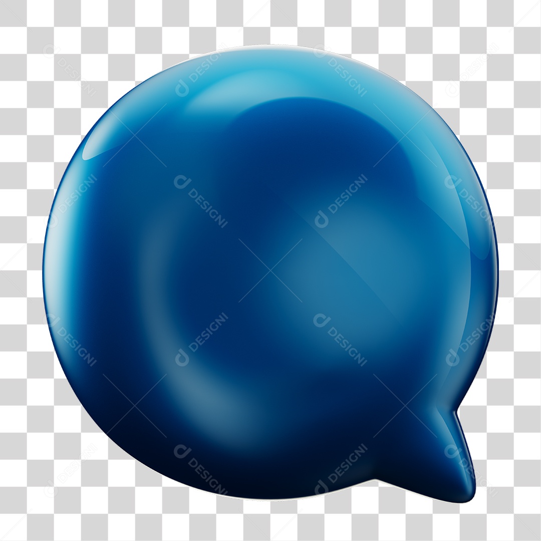 Balão de Texto Azul Elemento 3D PNG Transparente