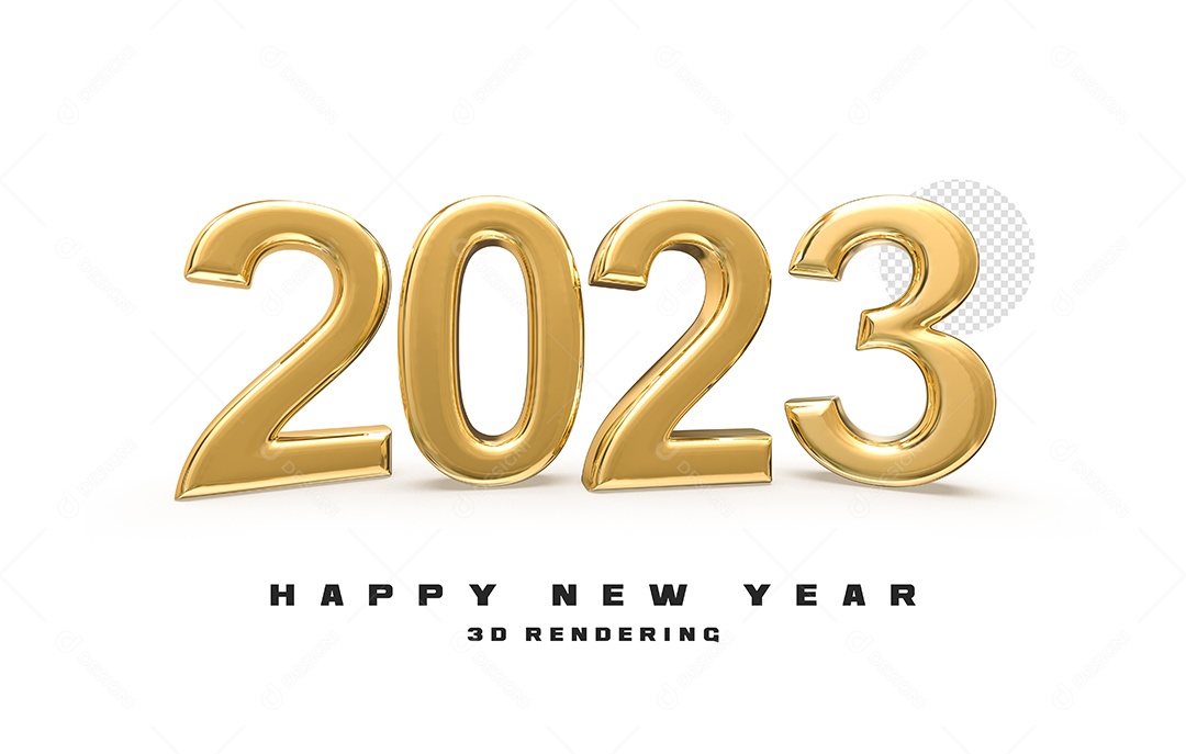 Texto 3D Para Composição 2023 Dourado Ano Novo PSD