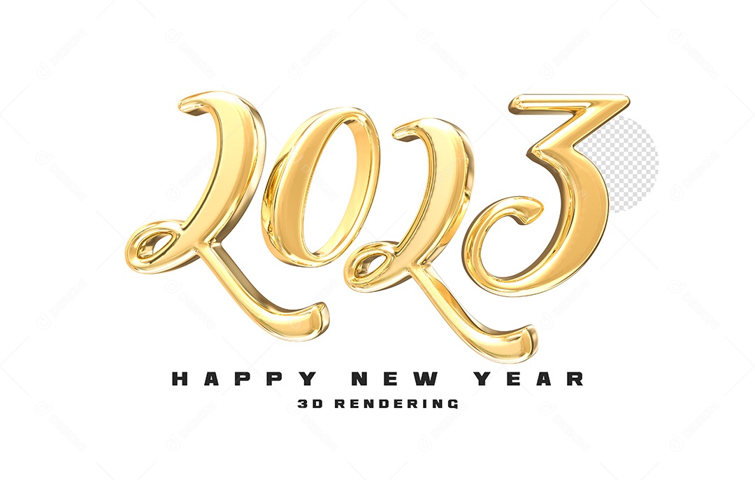 Texto 3D Para Composição 2023 Dourado Ano Novo PSD